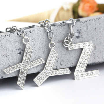 Hot Sale 26 English Letter Zinc Alloy Keychain Diamond Key Chains